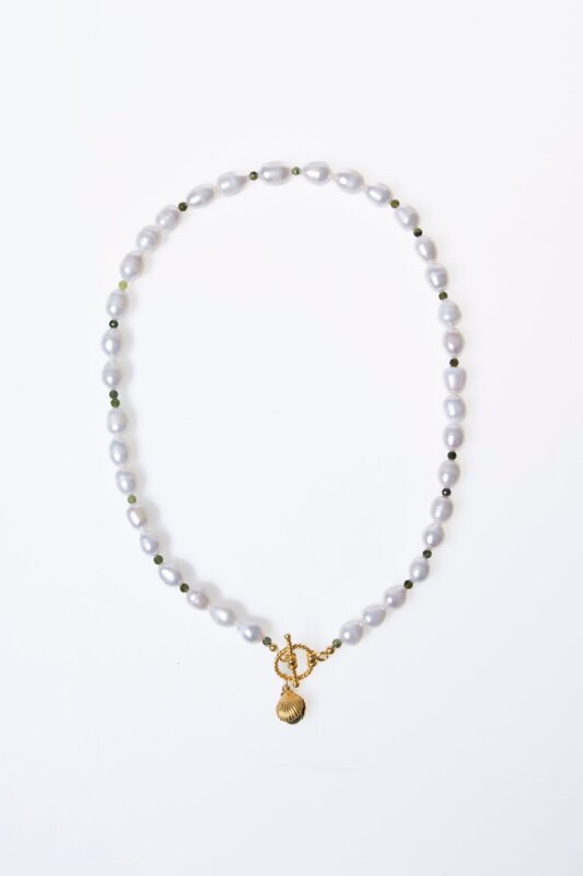 Sertifikalı İnci, Yeşim Gümüş Aparatlı Doğal Taş Kolye (SK:022) - 6