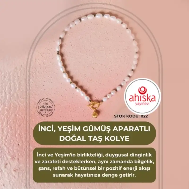 Sertifikalı İnci, Yeşim Gümüş Aparatlı Doğal Taş Kolye (SK:022) - 2