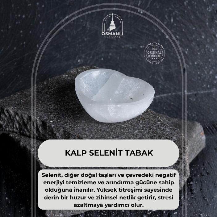 Sertifikalı Kalp Selenit Tabak - 2
