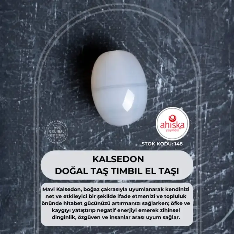 Sertifikalı Kalsedon Doğal Taş Tımbıl El Taşı (SK:148) - 1