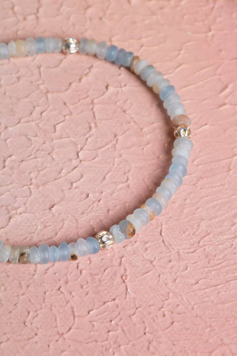 Sertifikalı Kalsit Gümüş Aparatlı Doğal Taş Bileklik (SK:282) - 4