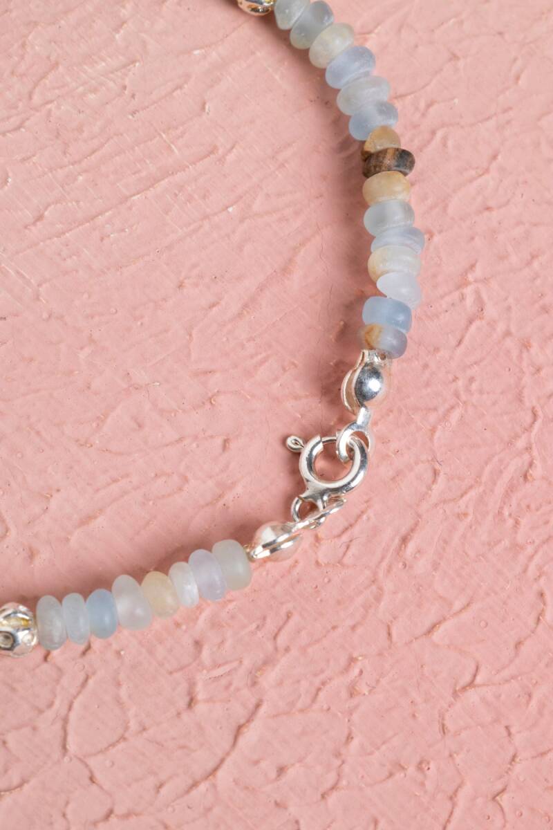 Sertifikalı Kalsit Gümüş Aparatlı Doğal Taş Bileklik (SK:282) - 5