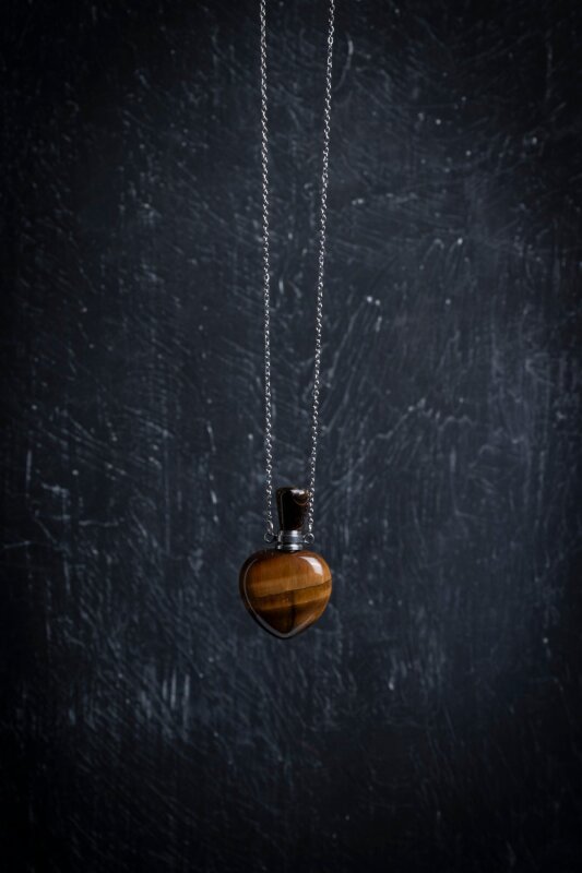 Sertifikalı Kaplan Gözü Doğal Taş Esans Şişesi Kolye - 2