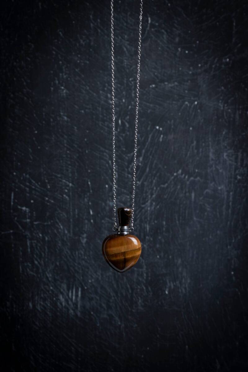 Sertifikalı Kaplan Gözü Doğal Taş Esans Şişesi Kolye - 2