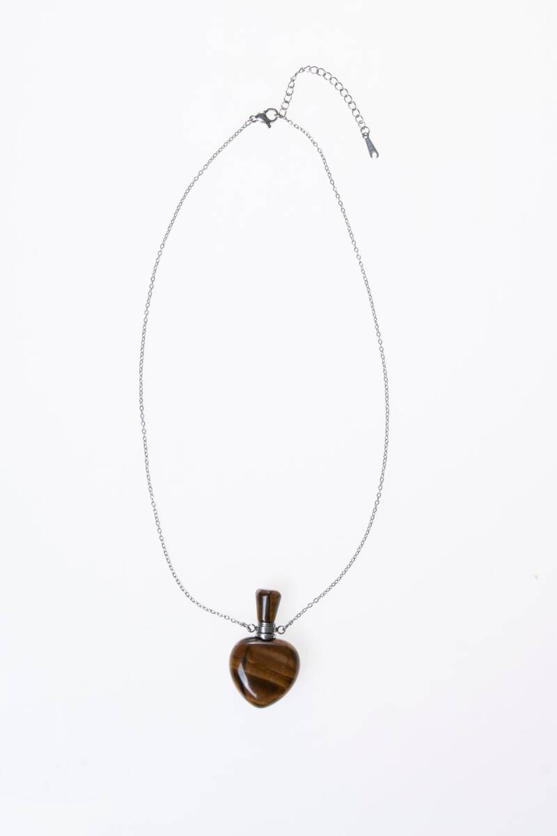 Sertifikalı Kaplan Gözü Doğal Taş Esans Şişesi Kolye - 5