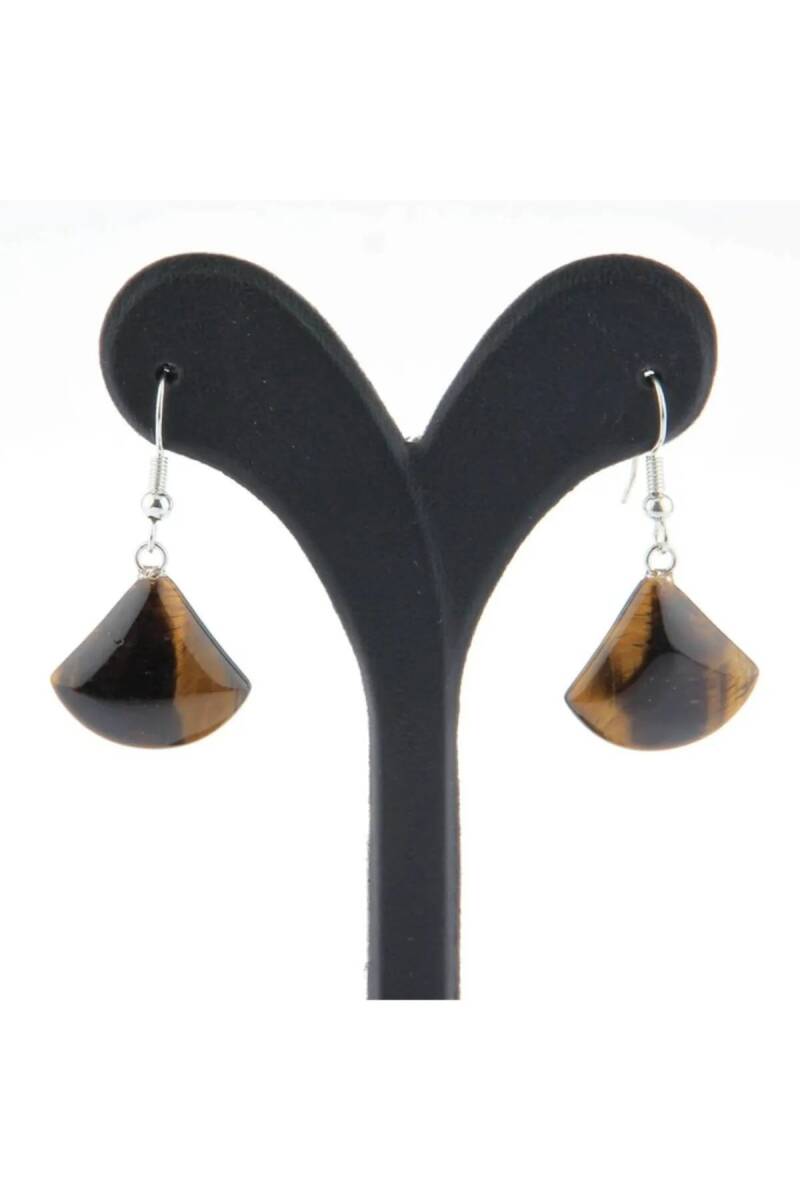 Sertifikalı Kaplangözü Damla Küpe - 2cm Pirinç Aksamlı Klips Kahverengi Damla - 1