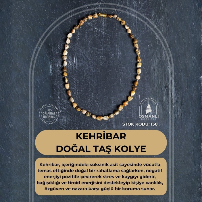 Sertifikalı Kehribar Doğal Taş Kolye (SK:150) - 2