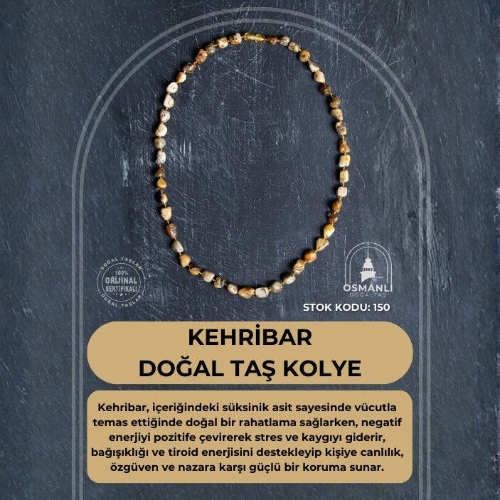 Sertifikalı Kehribar Doğal Taş Kolye (SK:150) - 2