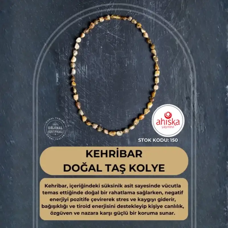 Sertifikalı Kehribar Doğal Taş Kolye (SK:150) - 2