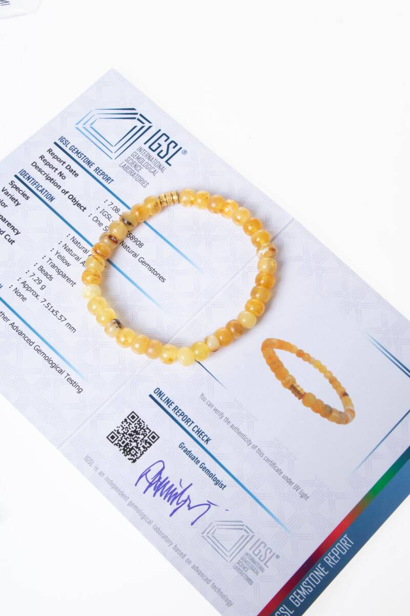 Sertifikalı Kehribar Metal Aparatlı Bileklik 2 (S.K:305) - 1