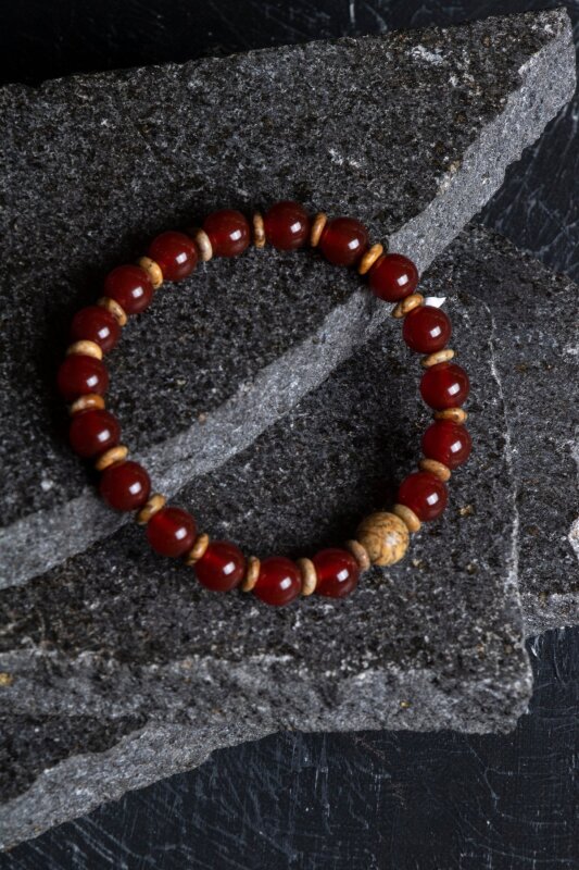 Sertifikalı Kırmızı Akik, Odun Jasper Doğal Taş Bileklik (SK:171) - 3