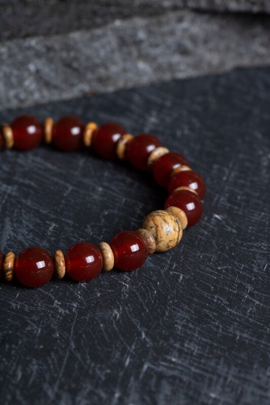 Sertifikalı Kırmızı Akik, Odun Jasper Doğal Taş Bileklik (SK:171) - 5