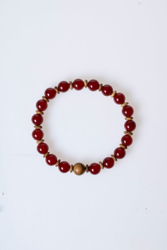 Sertifikalı Kırmızı Akik, Odun Jasper Doğal Taş Bileklik (SK:171) - 6