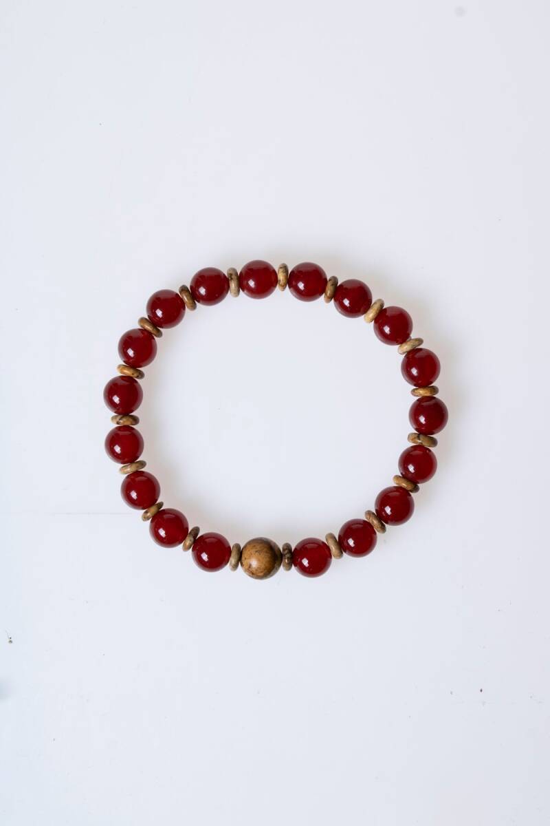 Sertifikalı Kırmızı Akik, Odun Jasper Doğal Taş Bileklik (SK:171) - 6