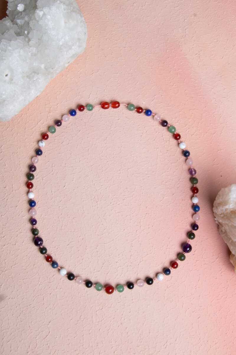 Sertifikalı Kırmızı Akik, Yeşil Aventurin, Lapis, Pembe Kuvars, Ametist, Havlit, Yeşim, Shungite Kız Öğrenci Kolye