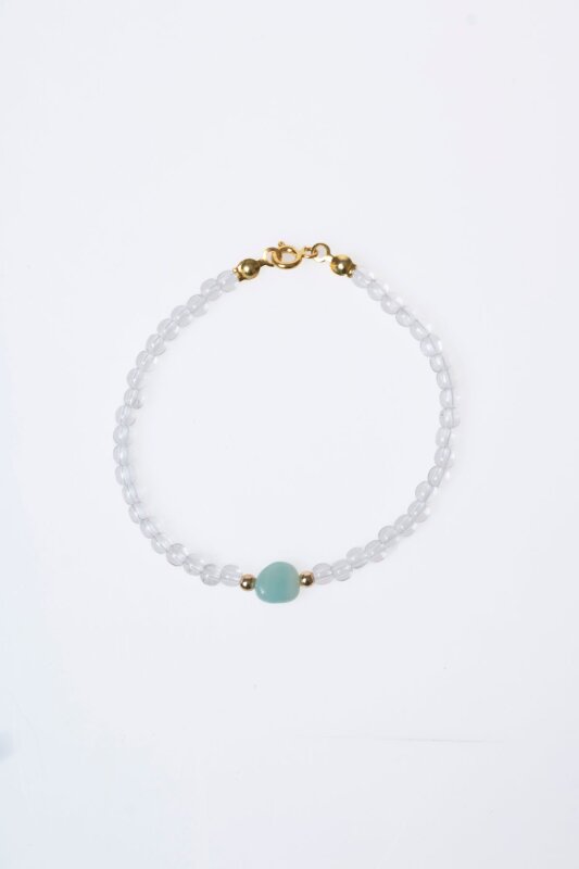Sertifikalı Kristal Kuvars, Amazonit Gümüş Kapama Doğal Taş Bileklik (SK:062) - 6
