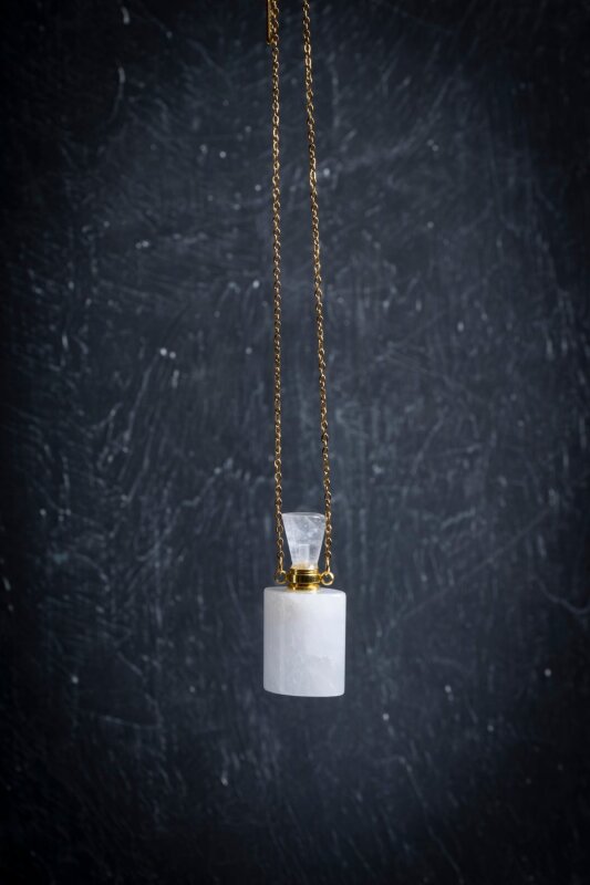 Sertifikalı Kristal Kuvars Doğal Taş Esans Şişesi Kolye - 2