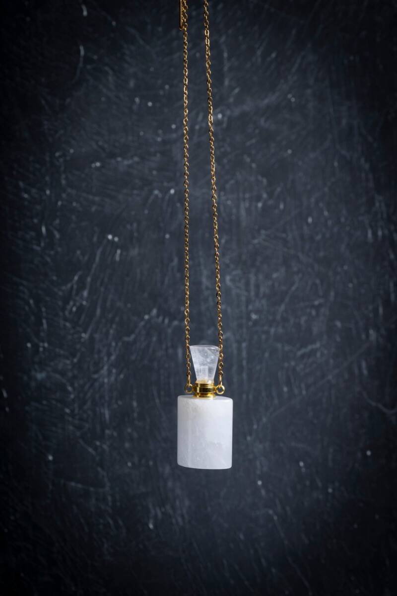 Sertifikalı Kristal Kuvars Doğal Taş Esans Şişesi Kolye - 2