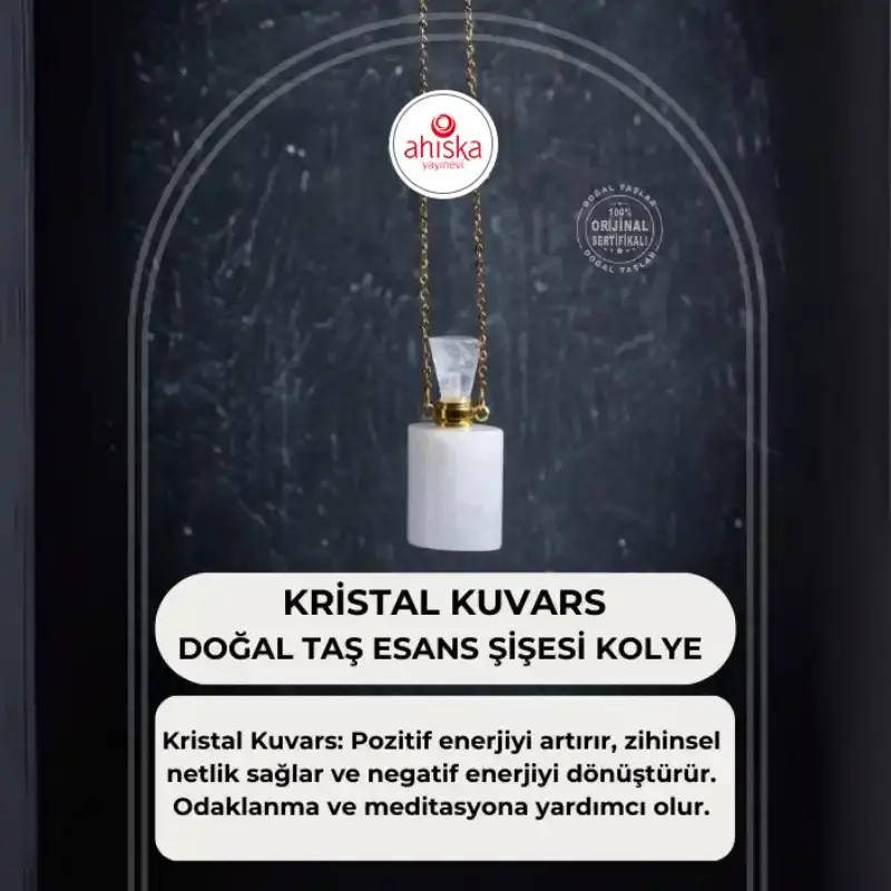 Sertifikalı Kristal Kuvars Doğal Taş Esans Şişesi Kolye - 1