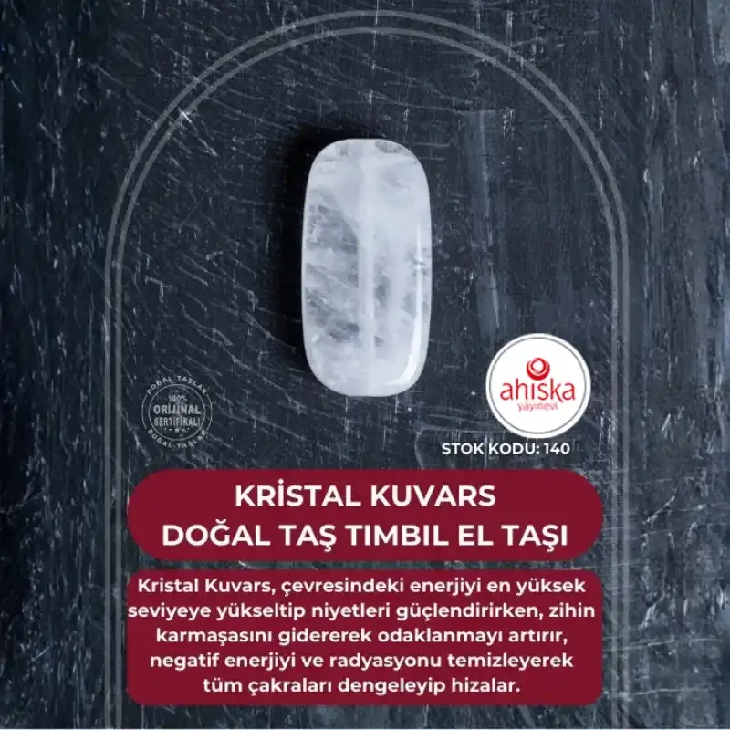 Sertifikalı Kristal Kuvars Doğal Taş Tımbıl El Taşı (SK:140) - 1