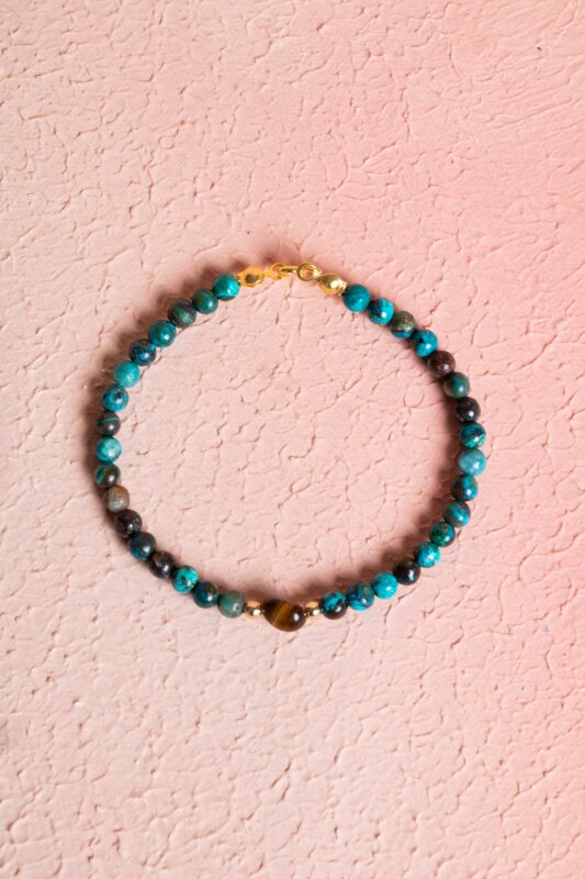 Sertifikalı Krizokol, Kaplan Gözü Gümüş Kapama Doğal Taş Bileklik (SK:063) - Doğal Taş