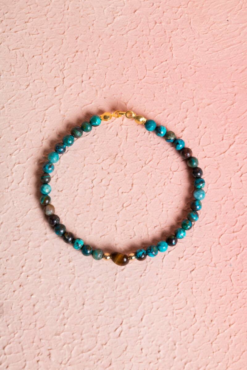 Sertifikalı Krizokol, Kaplan Gözü Gümüş Kapama Doğal Taş Bileklik (SK:063) - 1