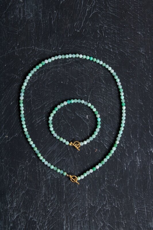 Sertifikalı Krizopras Altın Kaplama Gümüş Aparat Doğal Taş Set - Doğal Taş