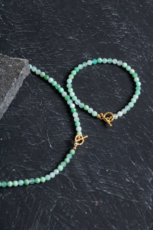 Sertifikalı Krizopras Altın Kaplama Gümüş Aparat Doğal Taş Set - 2