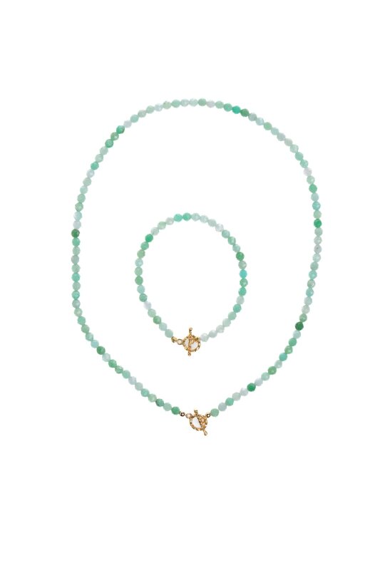 Sertifikalı Krizopras Altın Kaplama Gümüş Aparat Doğal Taş Set - 5