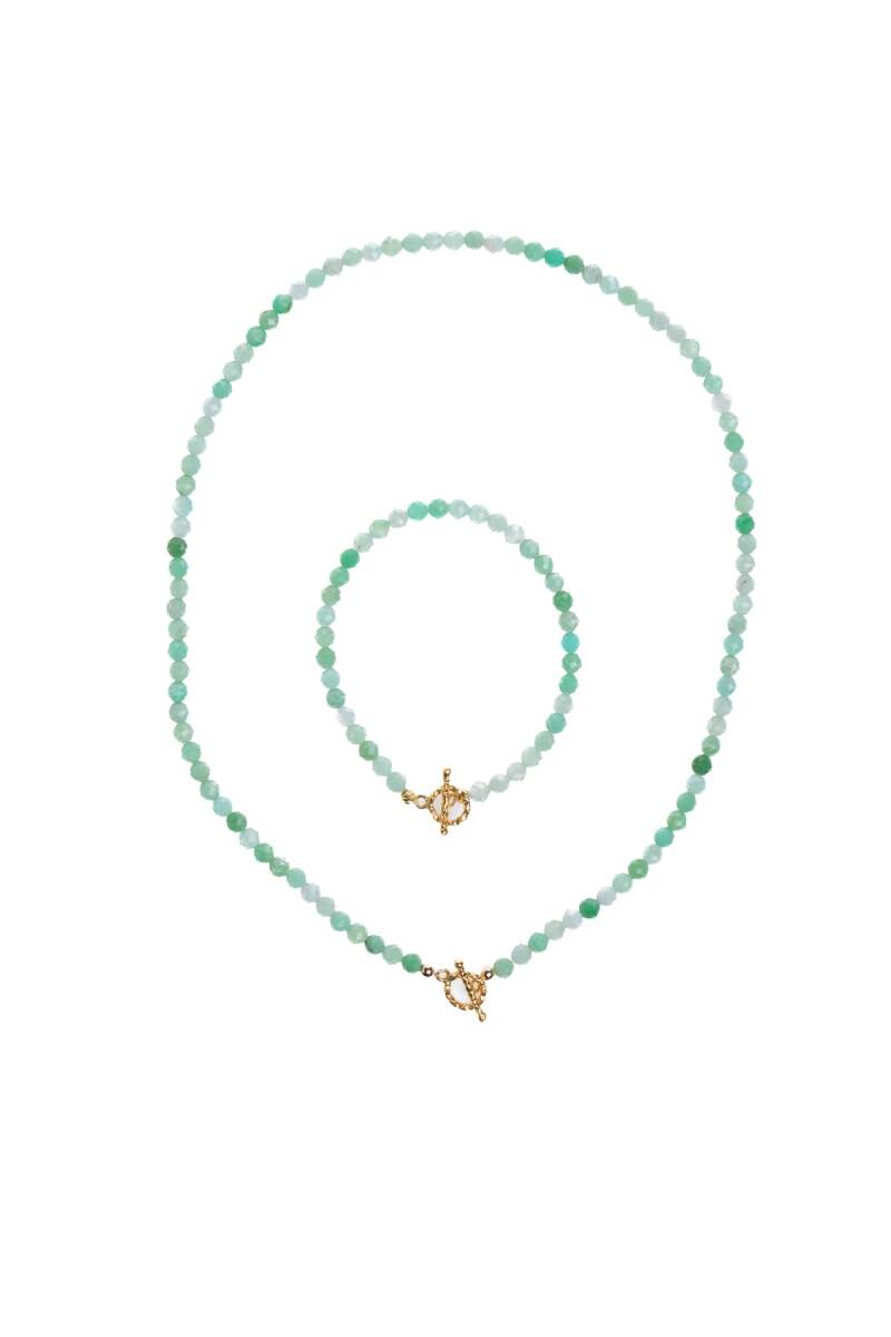 Sertifikalı Krizopras Altın Kaplama Gümüş Aparat Doğal Taş Set - 5