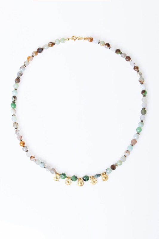 Sertifikalı Krizopras, Anyolit, Hematit Doğal Taş Kolye (SK:248) - 6