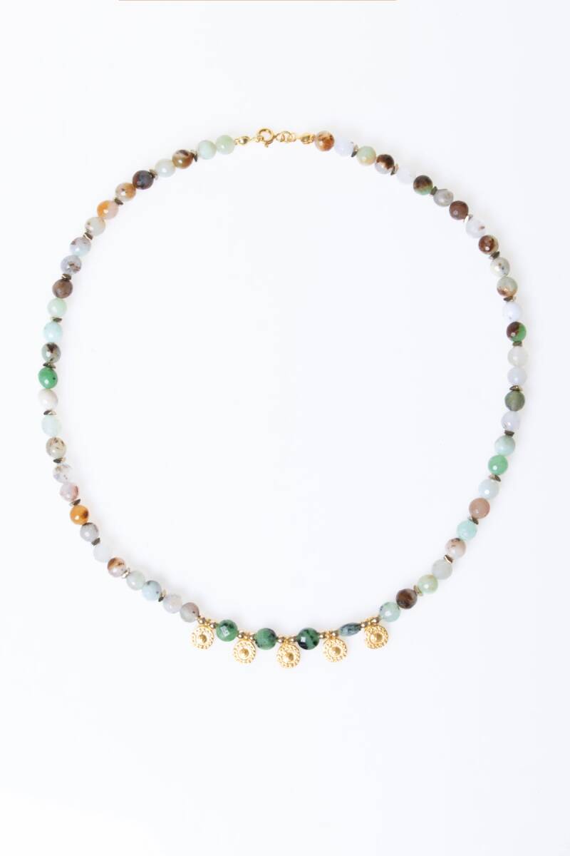 Sertifikalı Krizopras, Anyolit, Hematit Doğal Taş Kolye (SK:248) - 6