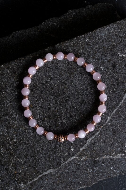 Sertifikalı Kunzit, Hematit Zirkon Aparatlı Doğal Taş Bileklik (SK:166) - 3