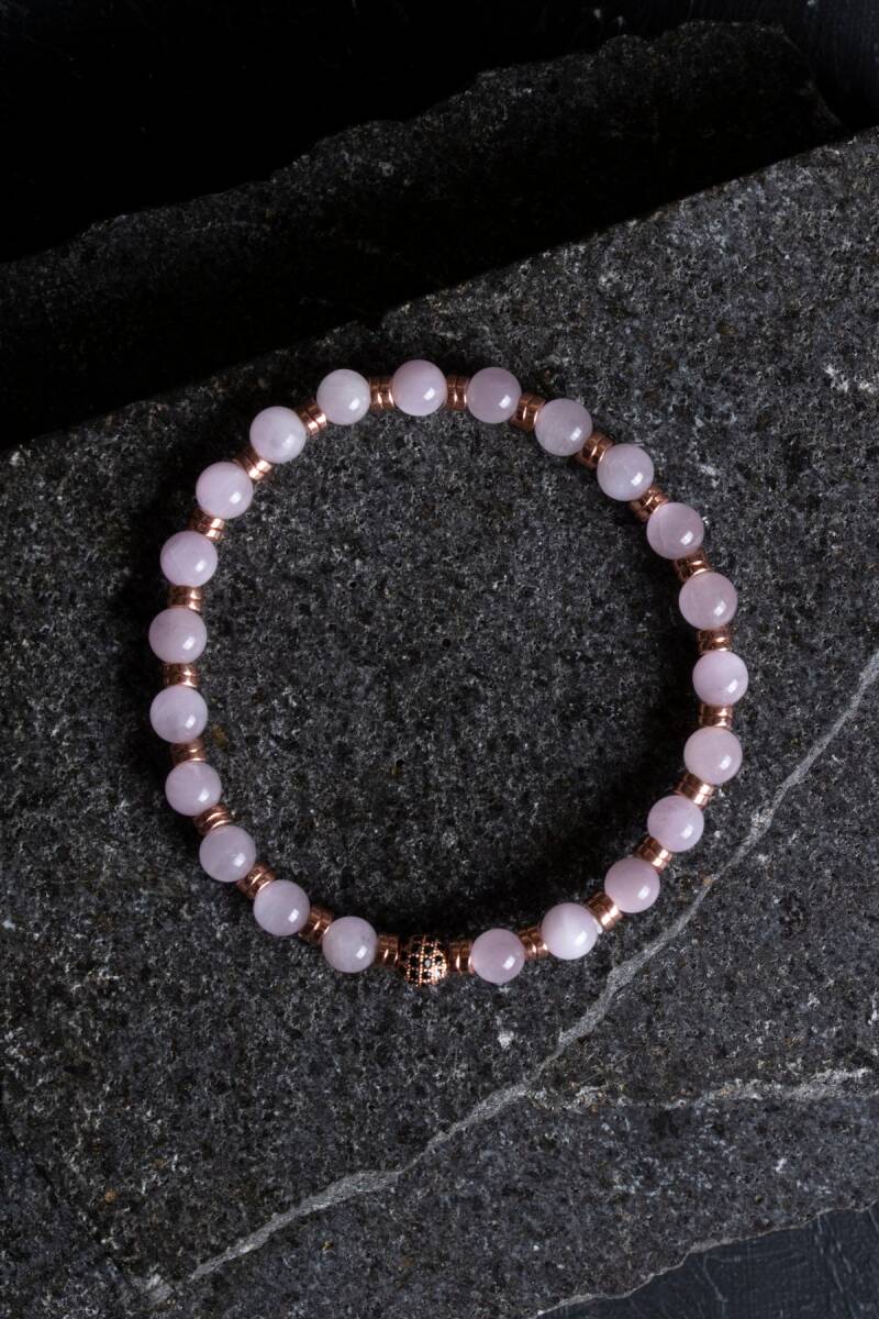 Sertifikalı Kunzit, Hematit Zirkon Aparatlı Doğal Taş Bileklik (SK:166) - 3