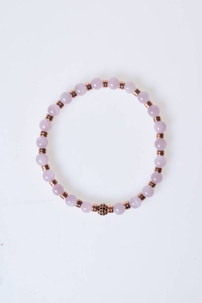 Sertifikalı Kunzit, Hematit Zirkon Aparatlı Doğal Taş Bileklik (SK:166) - 6