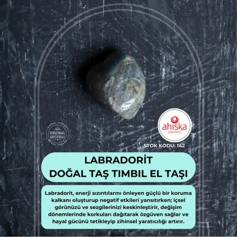 Sertifikalı Labradorit Doğal Taş Tımbıl El Taşı (SK:142) - 1