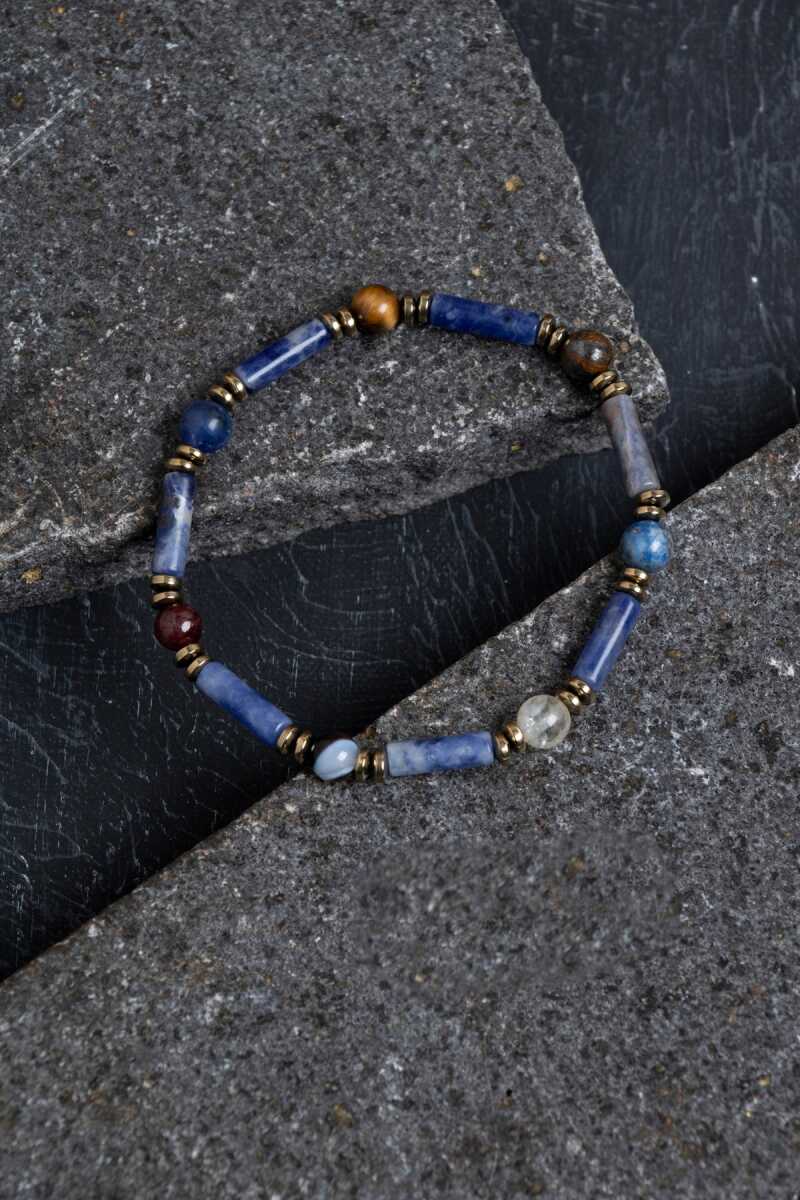 Sertifikalı Lapis, Sodalit ve Bronzit Aslan Burcu Bileklik