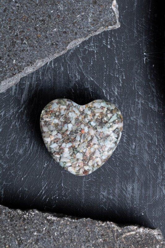 Sertifikalı Larimar Kalp - Doğal Taş