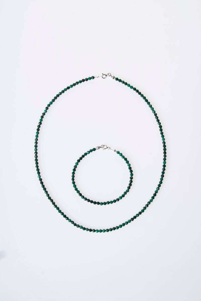 Sertifikalı Malahit Doğal Taş Bileklik Kolye Set (SK:352) - 5