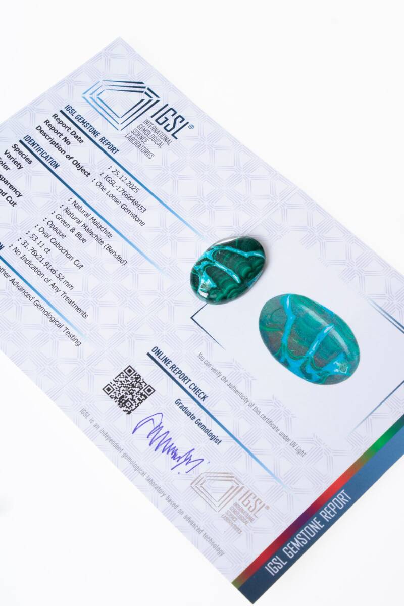 Sertifikalı Malahit Kabaşon (S.K:336) - 1