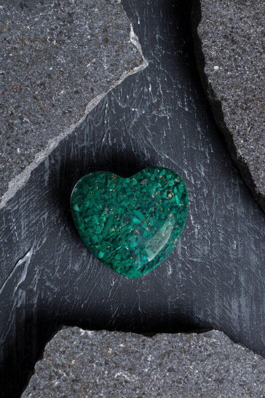 Sertifikalı Malahit Kalp - Doğal Taş