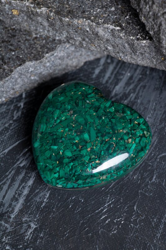 Sertifikalı Malahit Kalp - 3