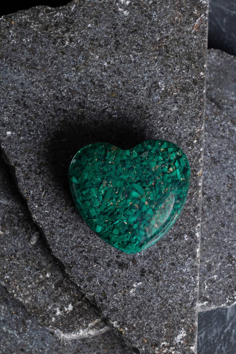 Sertifikalı Malahit Kalp - 4