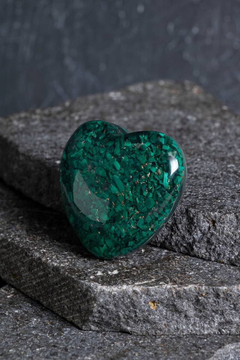 Sertifikalı Malahit Kalp - 5