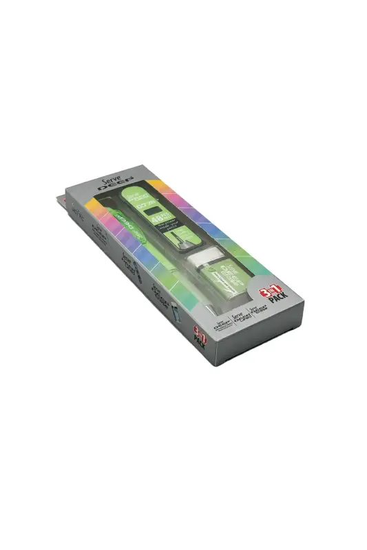 Serve Deep Elma Yeşili Okul Seti Uçlu Kalem Uç Silgi 0.7mm 3 Lü Set - Serve