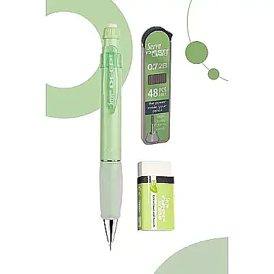 Serve Deep Elma Yeşili Okul Seti Uçlu Kalem Uç Silgi 0.7mm 3 Lü Set - 2