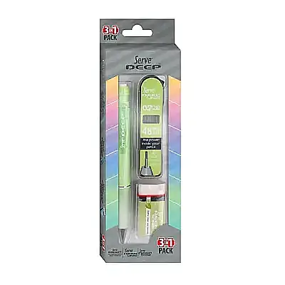 Serve Deep Elma Yeşili Okul Seti Uçlu Kalem Uç Silgi 0.7mm 3 Lü Set - 4