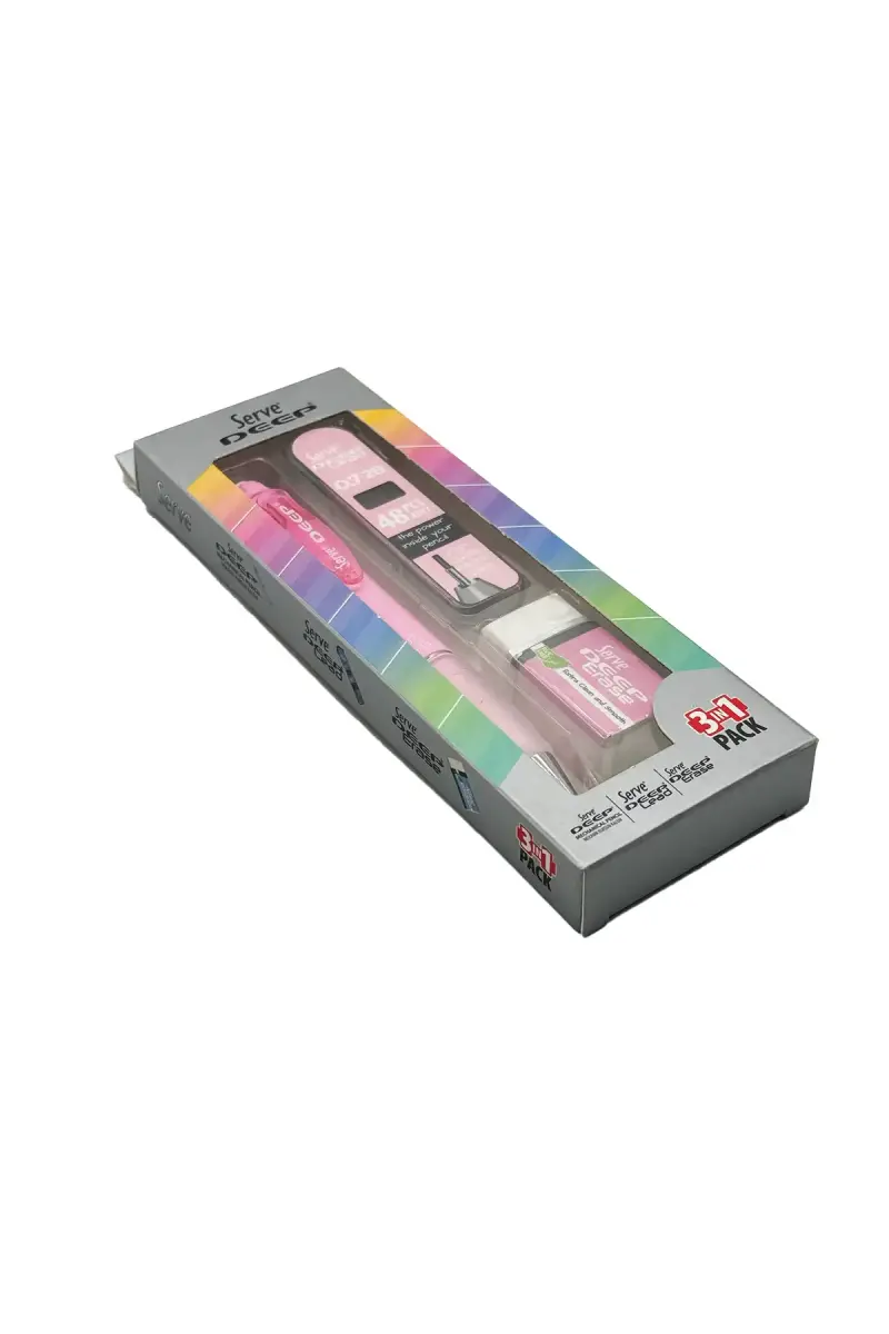 Serve Deep Pembe Okul Seti Uçlu Kalem + Uç + Silgi 0.7mm 3 Lü Set - 1