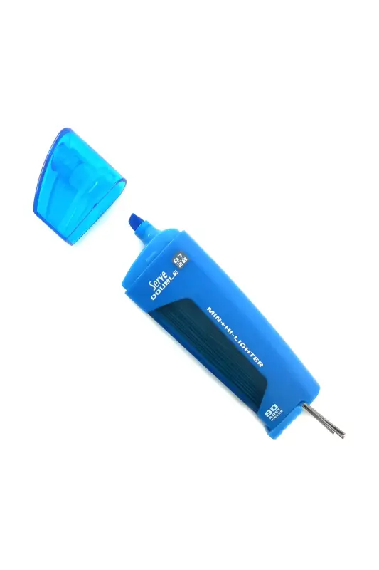 Serve Double Min Mavi Fosforlu Kalem 0.7mm 2B Uç Tüplü - Serve