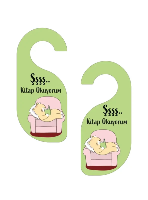 Şşş Kitap Okuyorum Kapı Askısı Kapı Uyarı Levhası - 1